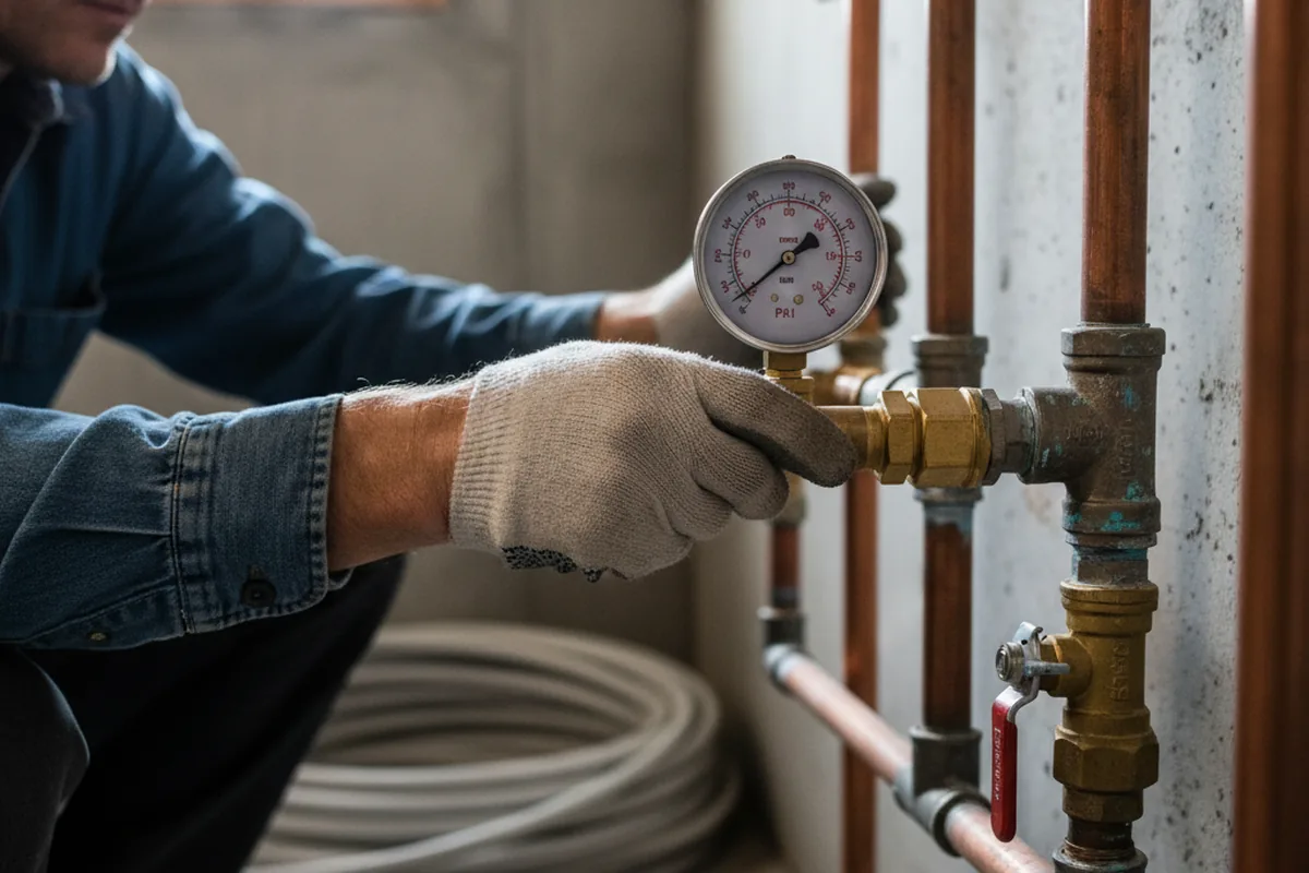Pressure testing a repaired line during Water Line Repair in Waterford